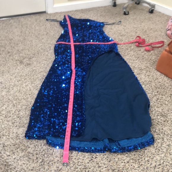 Crystal Doll Formal Maxi Dress Size 5 Royal Blue Sequin One Shoulder Cutout Gown - Picture 11 of 11